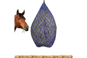 Andiker Heunetz für Pferde 38 Inches, Slow Feed ideal für artgerechte Fütterung, verbesserte Verdauung, Heusack Futtersack Ponys, leichtfuttrige Pferde, Ziegen, Tiere (Blau)
