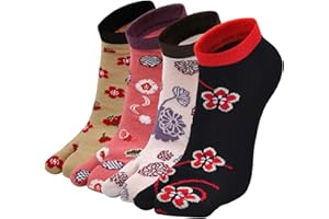 ZAKASA Chaussettes Japonaises Tabi Femme: Chaussettes Flip-Flop Sabots Tabi Socks,Coton Chaussettes 2 Orteil,Tabi Split Toe pour Flip Flop tongs Confortable et Respirante,35-41,4 paires