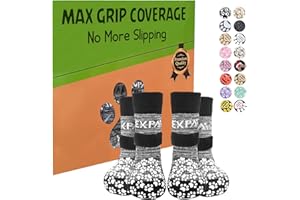 EXPAWLORER 3 Paar rutschfeste Hundesocken Pfoten stoppen Lecken, Hundepfotenschutz mit Griffen, doppelseitig, Starke Traktion, verstellbare Hundeschuhe für ältere Hunde, Hartboden, drinnen und