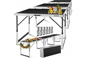 KESSER® Tavolo multifunzione professionale 3 pezzi, 100 x 60 cm, tavolo da tappezzeria, portata 30 kg, con funzione allungabile, tavolo pieghevole, tavolo da campeggio e da campeggio regolabile