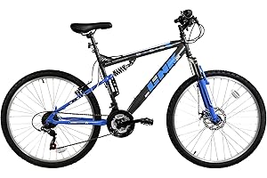 BASIS BIKES Basis Link DS Full Suspension Mountain Bike, 26" Wheel - Graphite/Blue