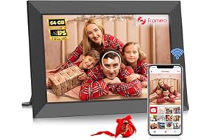 JAZAAD Digital Photo Frame 10.1 Inch Wifi Built-in 64GB Memory, 1280x800 HD IPS Touch Screen- Smart Electronic Digital Picture Frame, Memory Auto-Rotate, Wall Mountable, Share Photos/Videos via frameo app