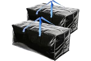 OMYGARDEN Paquete de 3 bolsas de almacenamiento impermeables extragrandes para mudanzas, viajes, excursiones, almacenamiento de adornos navideños, 80×40×35 cm, negro