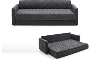 Atlantic Home Collection Divano letto Kelly, divano letto con molle insacchettate e pratico topper, grigio scuro, 226 x 86 x 78 cm (LxPxA)