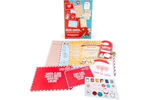 abeec Letter to Santa Kit – Christmas Writing Set for Kids with Envelopes, Stickers & Santa Stop Here Sign – Fun Festive Activity Pack for Christmas Eve Boxes & Family Traditions