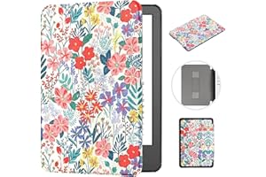 MOKASE Étui pour 6" Kindle Paperwhite 5/6/7ème Génération 2012,2013,2015,2016 (Modèle: EY21/DP75SDI), Cuir Synthétique Rigide Housse avec Dragonne pour Kindle Paperwhite 6 Pouces, Floral