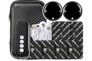 KONGZEE Unidad de terapia TENS y EMS, 10 modos con 39 niveles, masajeador de estimulación sincronizada, estimulador muscular para aliviar el dolor, almohadillas de electrodos de 6 piezas y estuche