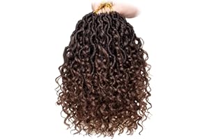 Mscat 8 Packs 10 Inch Faux Locs Crochet Hair Short Bohemian Goddess Locs Crochet Braids Pre Looped Ombre Hippie Locs With Curly Ends Hair Extension (14Strands/Pack T30#)
