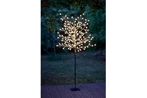 Northpoint Dekorativer LED Baum mit 150 warmweißen LEDs Höhe 150 cm mit Timer 6 Stunden An 18 Stunden Aus 5 m Netzkabel Inklusive Heringe zur sicheren Befestigung Ideal für Garten oder Terrasse