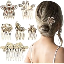 10 Stück Französische Haarkämme Für Damen – Vintage-Blumen-Design, Für Festliche Frisuren & Brautschmuck
