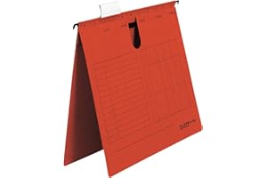 Falken UniReg skoroszyt zawieszkowy opakowanie 25 szt. tekturowy A4 z plastikową fiszką do opisu czerwony do kartoteki do biur i urzędów Wyprodukowano w Niemczech Certyfikat Błękitny Anioł