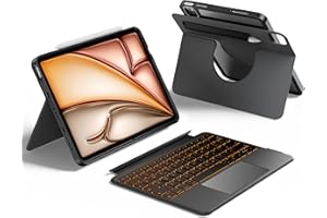 HOU Custodia con Tastiera per iPad Air 11 (M3/M2) 2025, Custodia Magnetica Staccabile con Tastiera per iPad Pro 11 (4ª/3ª/2ª/1ª Gen) e iPad Air (6ª/5ª/4ª Gen), con Touchpad, Retroilluminazione - Nero