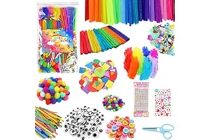 ASZAUI 1950+PCS Kit Manualidades Niños,Pipe Cleaners Crafts Set,Creativo Kit Manualidades DIY Arts Crafts Materiales 4 5 6 7 8 Años,Palos para Manualidades,Papel de Colores,Pompones Juego de Manualidades