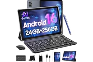 TABWEE Android Tablets 10 Inch Tablet - Gemini AI Android 16 Tablets, 24GB RAM + 256GB ROM (2TB TF), Widevine L1, FHD, WiFi 6, BT5.0, GPS, Tablet with Keyboard, Case and Pen, 8MP AI Camera, 2 Years Warranty