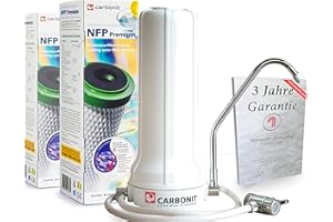 Carbonit Sanuno Filtre d'évier avec garantie supplémentaire | Filtre les polluants, les bactéries et les métaux lourds | Certifié | Fabriqué en Allemagne