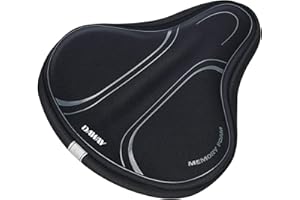 DAWAY Comfortable Exercise Bike Seat Cover - Soft Memory Foam & Gel Padded Bicycle Saddle Cushion for Men Women, Fit for Peloton, Stationary, Cruiser, MTB - Indoor/Outdoor Bike Accessory, XL/Large/M/S