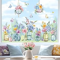 Decalmile Autocollants Fenêtre Anti-Collision Plantes Tropicales Vertes – Stickers Vitres Feuilles Printemps, Réutilisables Et Sans Résidu