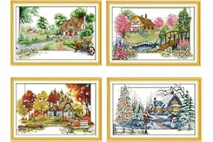 CLEANA ARTS Labellevie DIY Kit de Punto de cruz Puntada Cruzada Contada de 65 * 45cm: Quattro stagioni