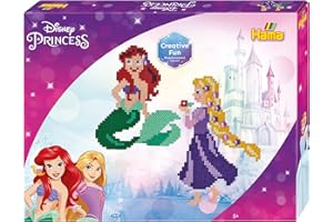 Hama - Scatola "Les Princesses Disney" – 4000 perline e 3 piastre – Perle da stiro misura Midi – Tempo libero creativo 7919 rosa/viola/rosso/giallo