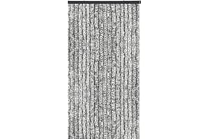 Arsvita Flauschvorhang Türvorhang (100x220 cm) in Hellgrau-weiß meliert - Raumteiler, Sichtschutz für Ihre Balkon/Terrassentür - Insektenschutz