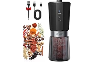 SANGCON-EP Sangcon 2 Velocità Macinasale e Pepe Elettrico a Gravità, 800 mAh Macinapepe Ricaricabile ad Alta Capacità, 5 Livelli di Grana Regolabile Esternamente, Macinatura Automatica con Una Mano, 1 pz