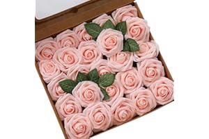 Ksnnrsng Flores Rosas Artificiales Espuma Rosa Falsa para Manualidades, Ramos de Novia, centros de Mesa, Despedidas de Soltera y Decoración del Hogar (25 Piezas, Rosa Claro)