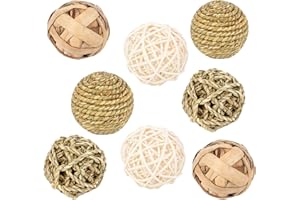Jubaopen 8PCS Animal Fun Balls Chew Rattan Balls Small Rattan Balls for Various Types of Small Animals