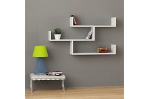 HOCUS PICUS 3 Tier Wall Shelf, Modern Design, 3 Piece Floating Shelf, Many Colour Options, Easy to Assemble, Living Room Office Storage - 119x 66.5x22cm (White)