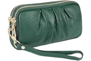MAVHVAM Genuine Leather Wristlet Wallet for Women Stylish Ruched Wristlet Clutch Purse with Detachable Wrist Strap