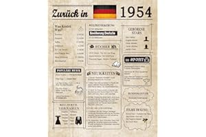 Woaipati Zurück im Jahr 1954 Geburtstag Poster,Dekoration zum 70.Geburtstag für Frauen oder Männer,edle Vintage-Tischdekoration,tolles Geschenk für 70-jährige Frau oder Geschenk für 70-jährigen Mann
