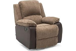 More4Homes POSTANA JUMBO CORD FABRIC RECLINER ARMCHAIR LOUNGE HOME RECLINING CHAIR (Brown)