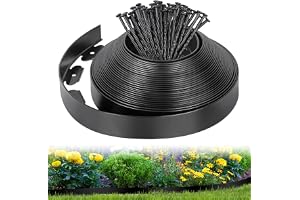 Flexibel Gräsmattekant 10M x 5cm, Plaststaket för Gräsmatta med 50 Pinnar, Gräsmattekant för Trädgården, Idé för Trädgårdar R