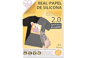 TransOurDream Real -Compañero de transfer paper,Papel de Silicona para Planchar de Transferencia de Tejidos (A4x20 hojas), Reutilizable y recubre silicona en ambos lados, ES-8-20