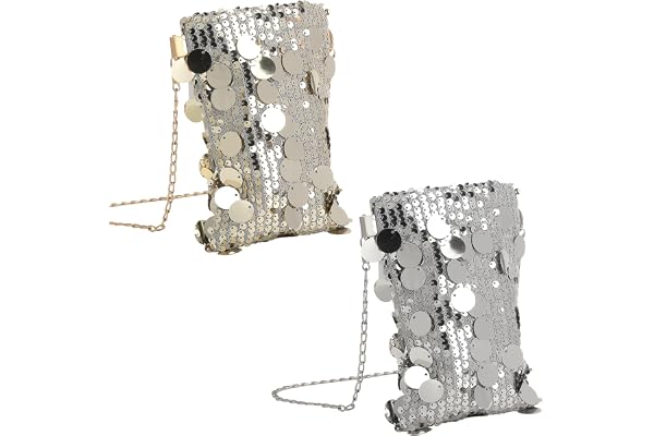 JYYWTSI glitterväska damer paljetter 2 st guld och silver mobilväska för upphängning axelväska clutch elegant festhandväska glitterväska för bröllop festival axelväskor väska