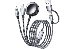 RAVIAD 3-i-2 kabel för Apple Watch, USB C och Lightning-laddare - 1,2 m