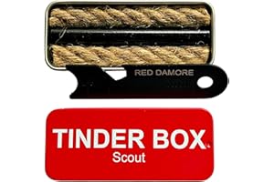 RED DAMORE - Tinderbox Scout - Kit de iniciación de fuego, varilla ferro, acero fuego, Fire Striker, camping, EDC, Bushcraft