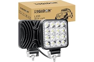 RIGIDON 2 Pcs Carré phare de travail led, 3.3 pouces mini 48W 12V 24V lampe de travail led, projecteurs lumière feux de travail pour offroad Voiture camions SUV 4x4 tracteur, feu antibrouillard