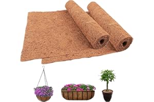 FENGAIM 2 Packs Coco Liner Roll, 100*30cm/40" x 12" Natural Hanging Basket Liner, Reusable Coco Fiber Mat Coco Replacement Basket, Coconut Fiber Sheet Coir Mat Liner for Planter, Window Box, Wall Troughs
