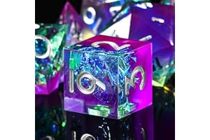 SIQUK 7-matrycowe wielościenne kości do DND Handmade Sharp Edge Game Dice do Dungeons and Dragons RPG MTG gry stołowe (fioletowe i niebieskie)