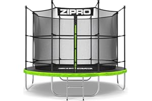 ZIPRO JumpPro IN Trampolino da Giardino, Trampolino per Bambini, con Rete Interna, Resistente alle Intemperie, Protezione UV, Portata 100-150 kg, Ø 183/252/312/374/435/496 cm