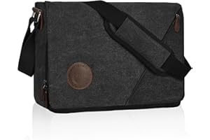 Eshow Messenger Bags Waterproof 13-15.6 Inch Laptop, Shoulder Bag with Multiple Pockets for Men Women, Canvas Satchel for Work School Travel Daily Use