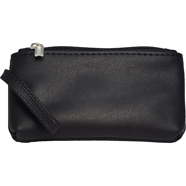 Mini Porte-monnaie Cuir Véritable - Porte-clés Avec 2 Compartiments Fermeture éclair - Homme Et Femme