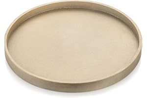 Hanobe Decorative Coffee Table Tray: Gold Wood Tray Round Rustic Wooden Trays 31cm/12.2in Circle Farmhouse Centerpiece Candle Holder for Home Decor Ottoman Counter Display Living Room Organizer