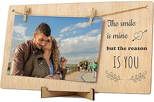 CONTRAXT Valentine's photo album frame. Photo holder Frame to hang photos with wooden clips gifts details original ideas special happy valentine's day lovers wonderful man (Couples EN)