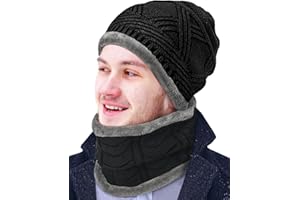 URECOVER Gorro Invierno Hombre Regalos Navidad: Conjunto Gorro y Bufanda Hombre Calendario Adviento Gorros de Nieve Gorro Esqui Beanie, Amigo Invisible Regalos Originales para Hombre Gorro Negro Talla única
