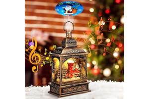 Wikay Lanterna di Natale Lanterna Musicale a LED con Globo di Neve di Natale con 8 Canzoni Natalizie per la Decorazione Domestica, Presa USB o alimentata a Batteria Decorazioni per la casa