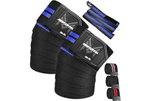 MERCURYAL Lot de 2 genouillères Gym Powerlifting, élastique 2 m - Genouillères Gym - Bandage pour haltérophilie - Genouillères Support pour Musculation Squat Entraînement Fitness