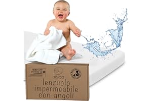 Bisoo Lenzuola Navicella Neonato Impermeabili 35x75 - Lenzuolo Impermeabile Coprimaterasso con Angoli 100% Jersey OEKO-TEX - Lenzuola Carrozzina - 1 Lenzuolino Bianco 75x35 cm