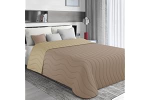 MAXIME MAISON Trapunta Matrimoniale Primaverile Double Face, Copriletto Matrimoniale Mezza Stagione Realizzato in Italia, Trapuntino Leggero Matrimoniale (100 gr/mq) in Morbida Microfibra di Alta Classe