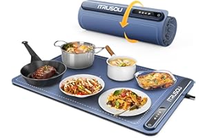 iTRUSOU Vassoio Riscaldante Elettrico, Scaldavivande con Materiale in Nano Silicone Portatile Pieghevole, Tappetino Riscaldante a Temperatura Regolabile per Ristoranti, Feste, Eventi e Cene Domestiche